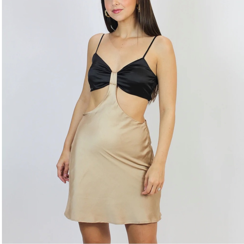 NWT Lelis Black and Gold Cutout Dress